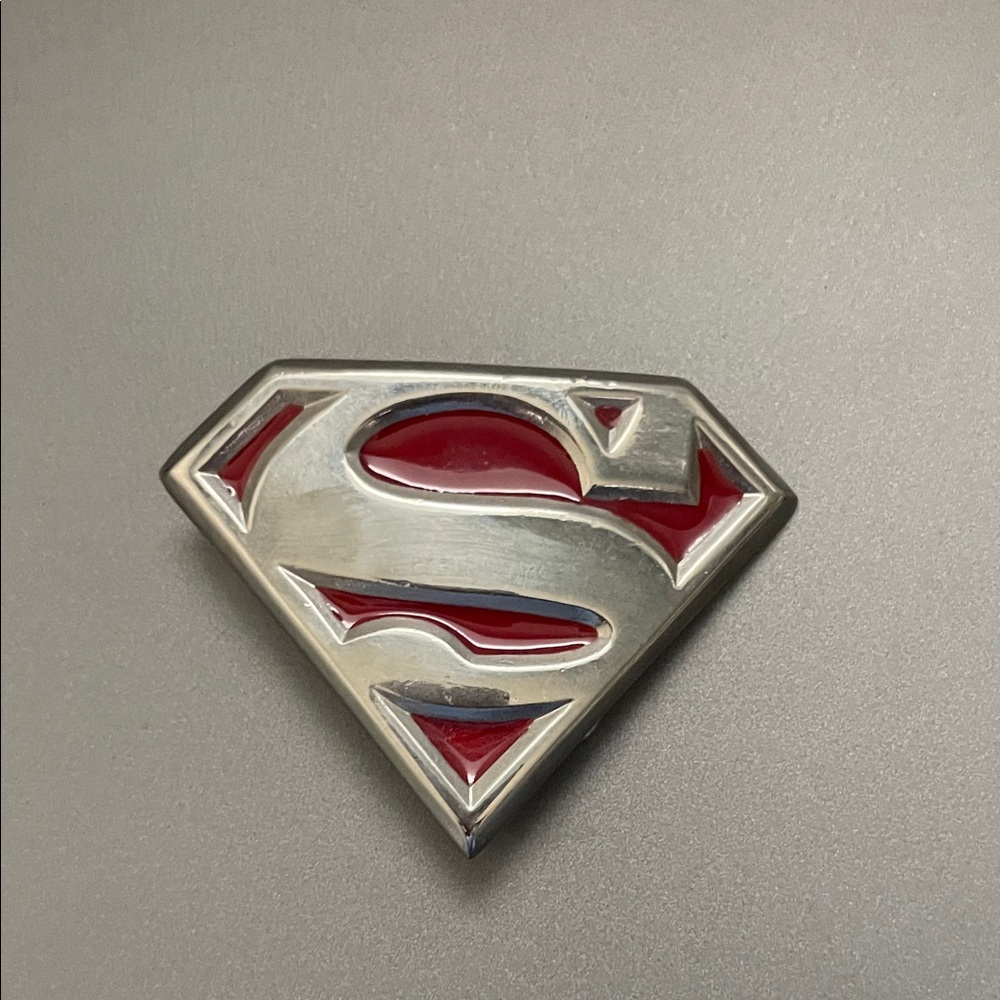 DC Comics Superman Vintage Silver and Red Belt Buckle